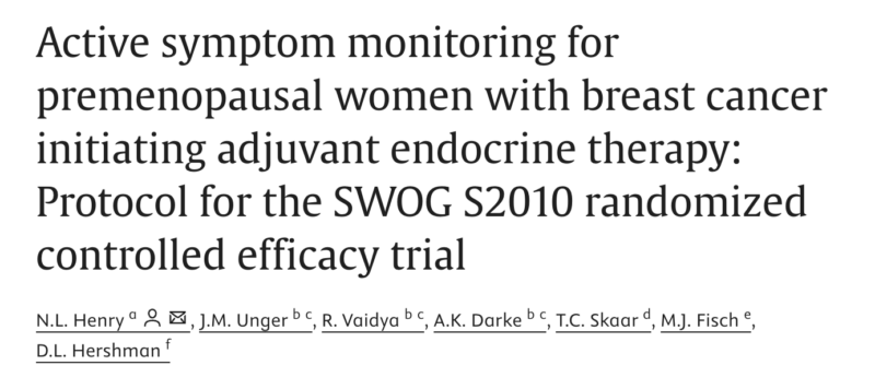 Active Symptom Monitoring for Premenopausal Women in Breast Cancer Therapy